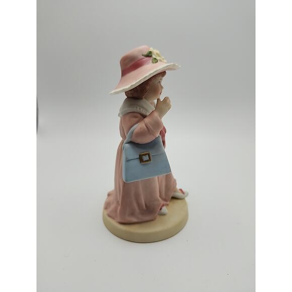 Vintage HOMCO #1488 Girl in Pink Dress & Hat with Purse Porcelain Figurine 5.5" - Picture 7 of 8